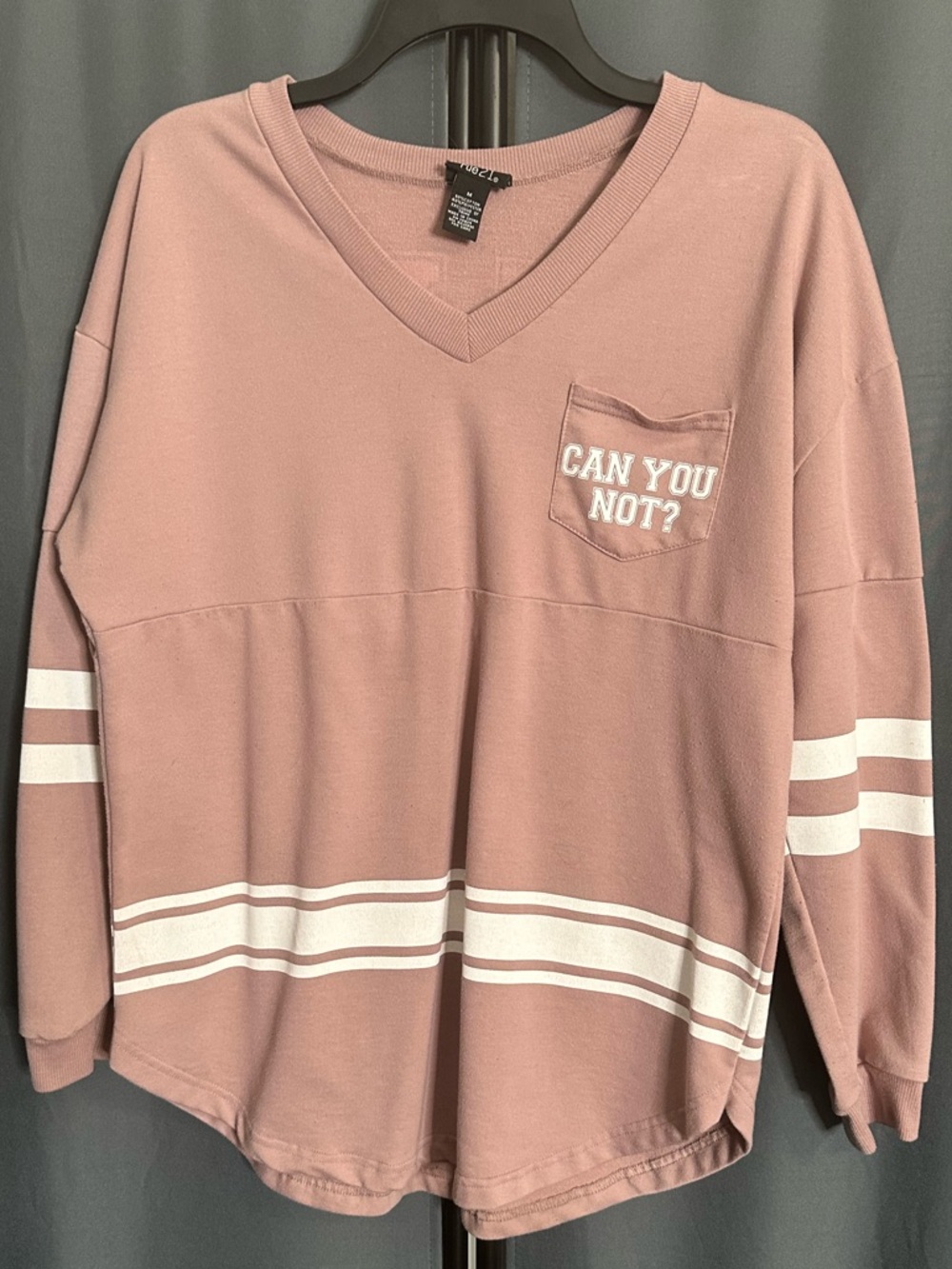 ‘CAN YOU NOT?’ Mauve V-Neck Pullover with Front Pocket